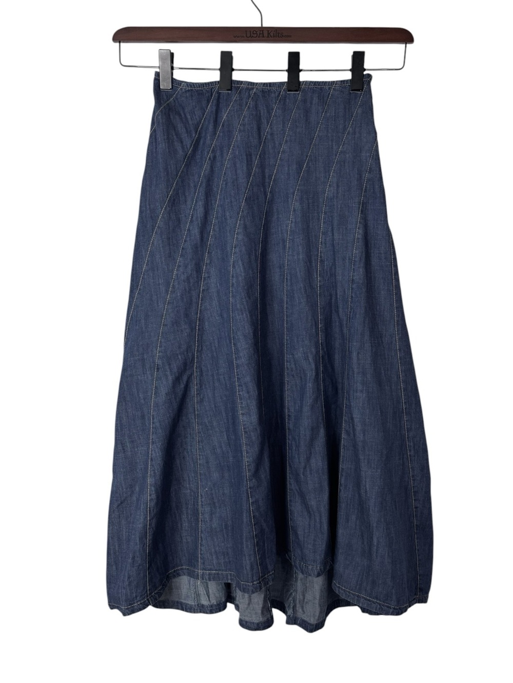 Anthropologie Swirled Denim Maxi Skirt 10 NWT - Picture 5 of 10